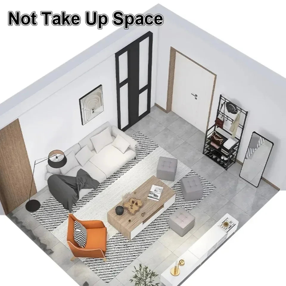 2025 Coat Shoe Rack Organizer Doorway DIY Hat And Shoes Shelf with Hooks Multipurpose Simple Metal Storage Rack Clothes Hanger