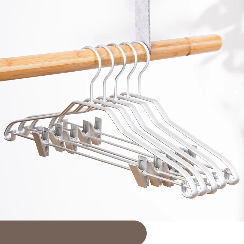 10PC,Clothes Hanger for Pants Organizer Closet Suit Trousers Hanger,42CM Aluminum Alloy Coat Rack with Clips Multi-functional