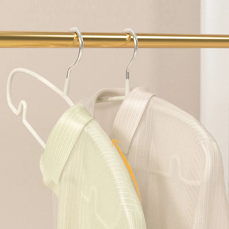 10pcs Non-Slip No Trace Hanger Coated Metal Clothes Hangers Thicken Suit Coat Shirt Jacket Hanging Hanger with Round Notches
