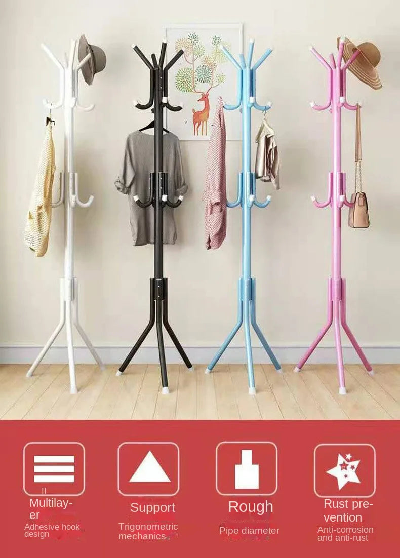 2022Standing Coat Rack Wall Entrance Shoe Rack Metal Stand for Furniture on Wheels Hanger Floor Clothes Wardrobes Clothing Shelf