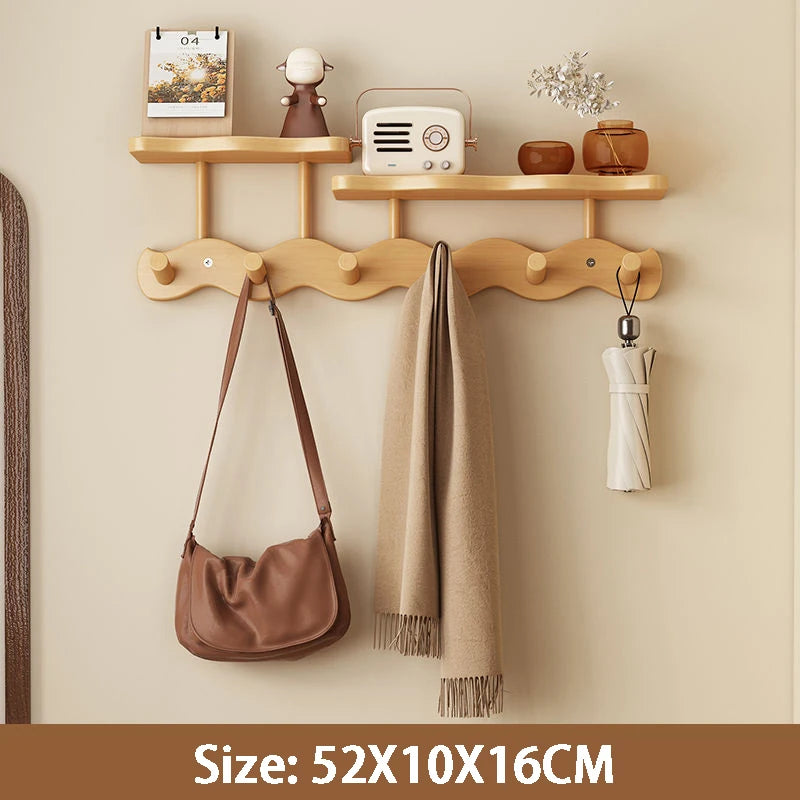 Entryway Wall Mounted Coat Rack Multi-Functional Hooks Organizer with Shelf for Hanging Clothes, Scarves Bags Keys