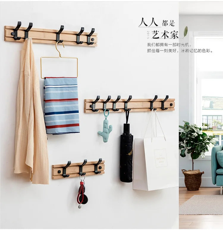 Nordic Fashion Style Bedroom Furniture Coat Rack Clothes Hanger Hooks Living Room Closet Bamboo Hat Racks Coat Hanger Wall Hook