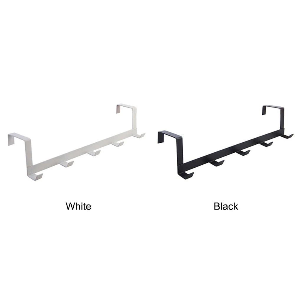 Coat Hook Rack Over the Door 5 Hooks Home Organizer Metal Hanging Rack Cloth Coat Hat Hanger Bathroom Kitchen Accessories