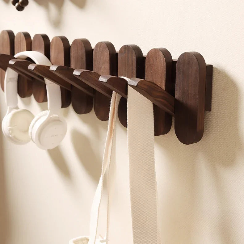 Luxury Wall Coat Rack Walnut Wood Clothes Dress Hanger Hooks Backpack Coat Pants Interior Furniture Bedroom Clothing Storage