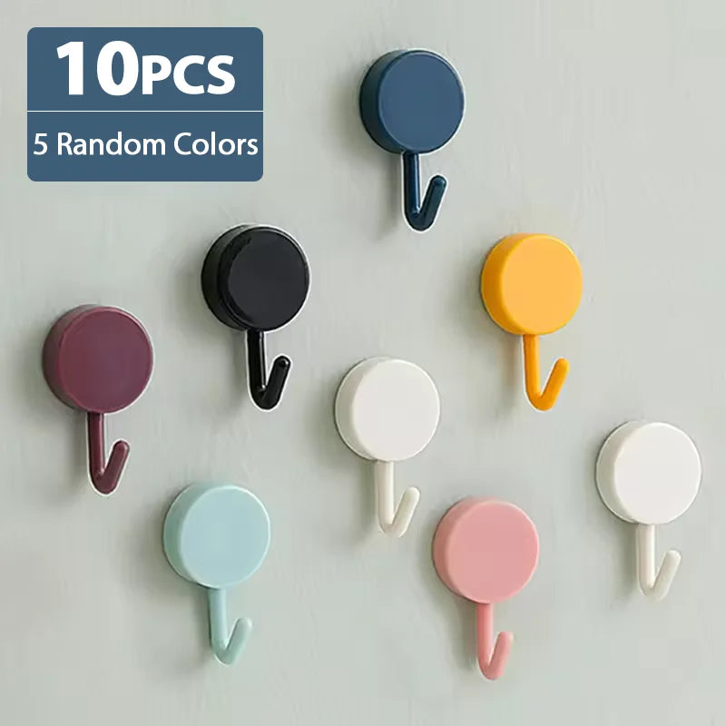 5/10PCS Self Adhesive Wall Hook Strong Without Drilling Clothes Toilet Bathroom Door Kitchen Towel Hanger Home Table Locker Hook
