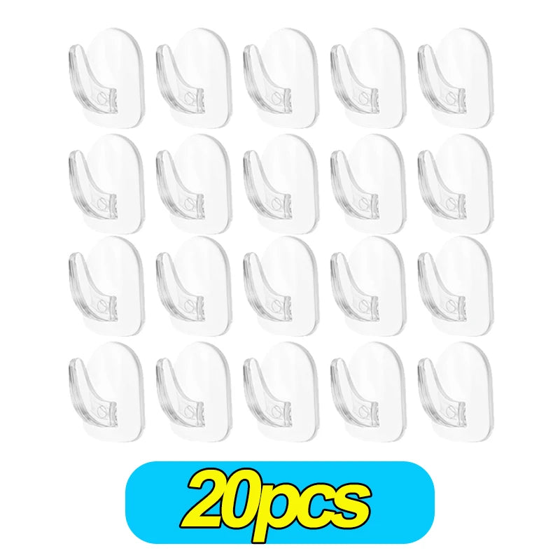 30-10PCS Mini Clear Wall Hooks Self Adhesive Transparent Sticky Hanger Wall Decor Hook Home Kitchen Bathroom Storage Organizers