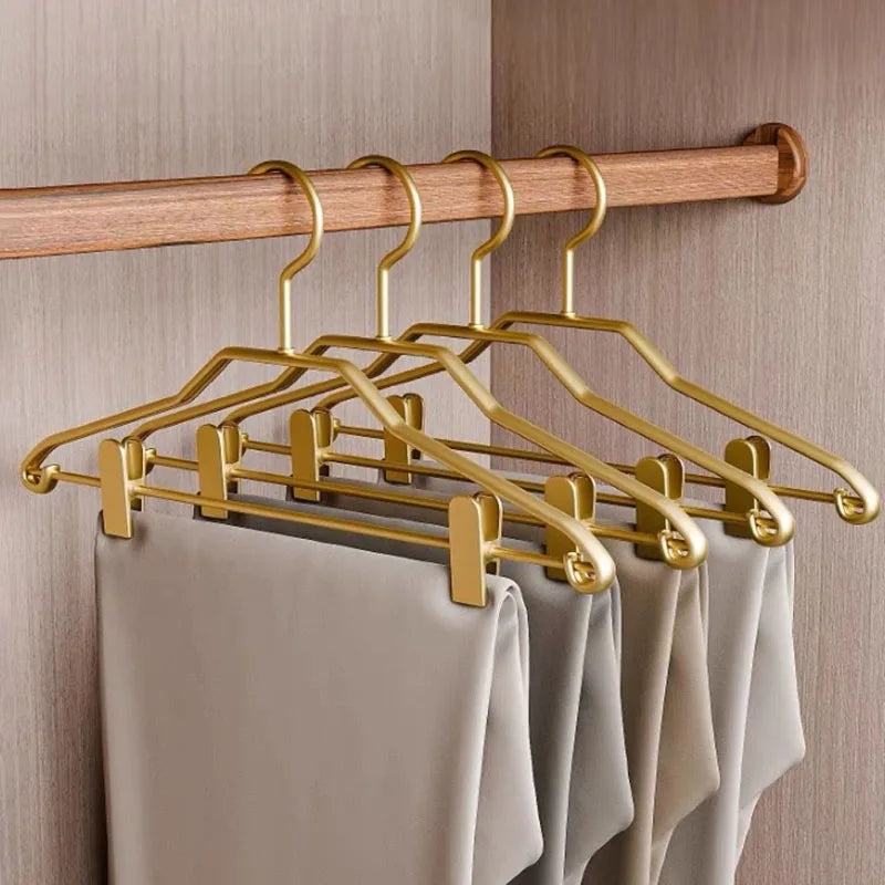 10PC,Clothes Hanger for Pants Organizer Closet Suit Trousers Hanger,42CM Aluminum Alloy Coat Rack with Clips Multi-functional