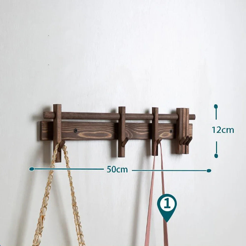 New Solid Wood Hanging Coat Rack Movable Hooks Coat Rack EntryCoat Hooks No Punch Entrance Entrance Log Coat Rack Hanging Wall