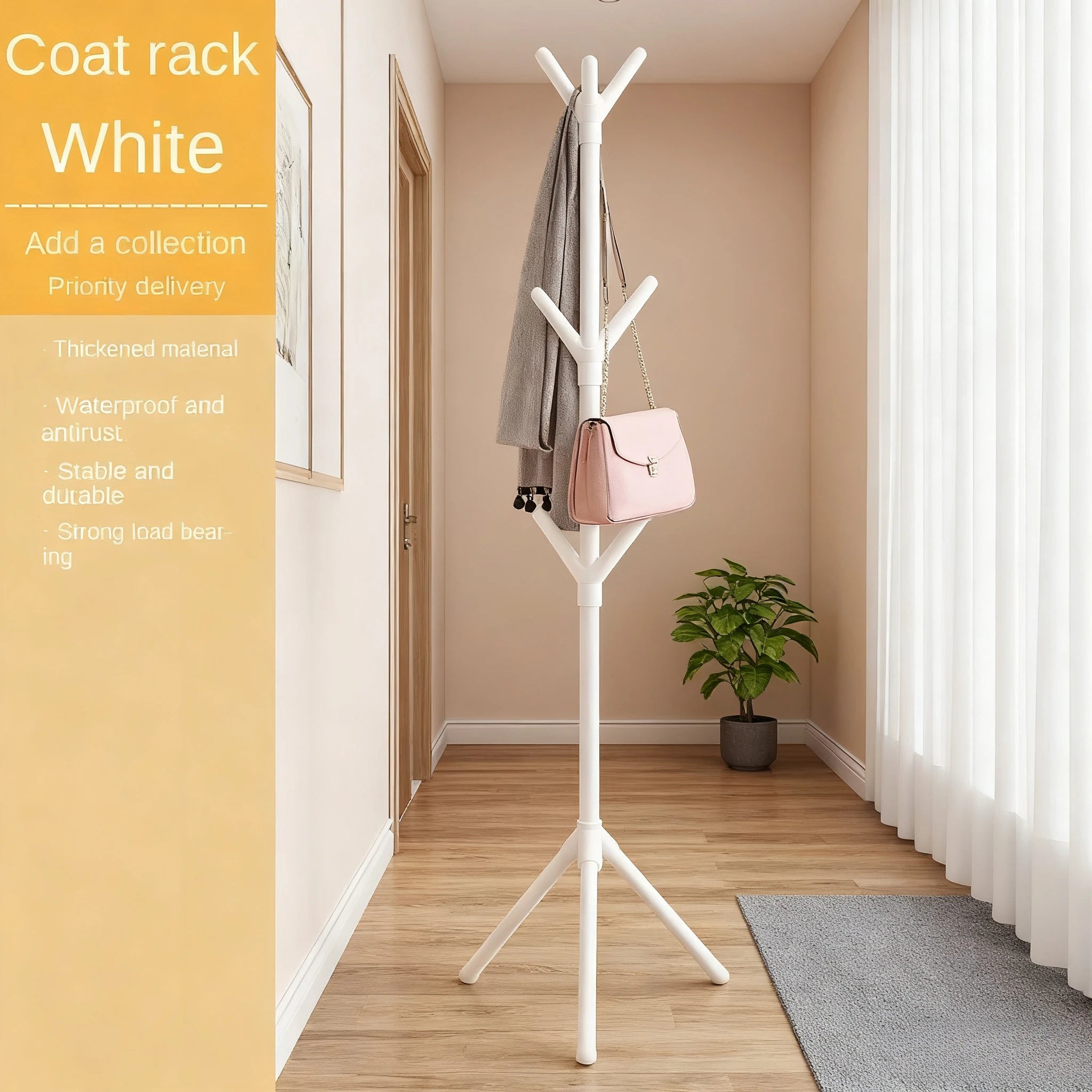 Clothes and Hats Rack Floor To Floor Bedroom Coat Hook Bedroom Vertical Tree Branch Shape Holder Hat Scarf Handbag Storage Hange