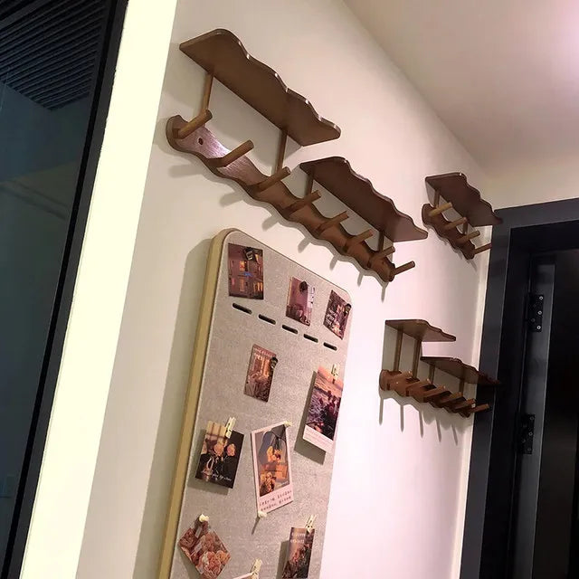 Entryway Wall Mounted Coat Rack Multi-Functional Hooks Organizer with Shelf for Hanging Clothes, Scarves Bags Keys