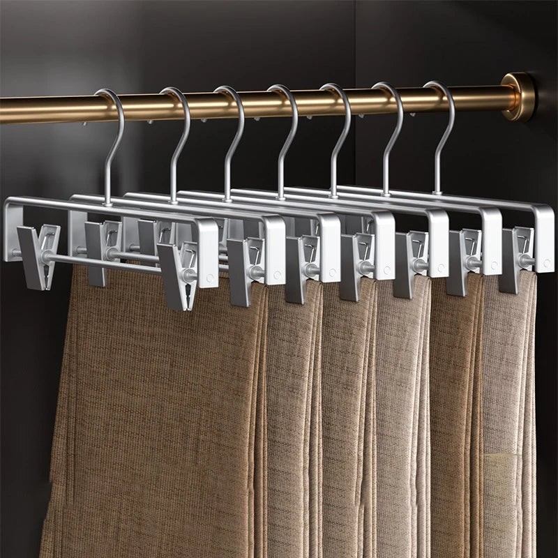 10PC,Clothes Hanger for Pants Organizer Closet Suit Trousers Hanger,42CM Aluminum Alloy Coat Rack with Clips Multi-functional