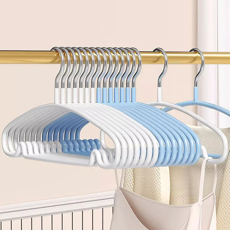 10pcs Non-Slip No Trace Hanger Coated Metal Clothes Hangers Thicken Suit Coat Shirt Jacket Hanging Hanger with Round Notches