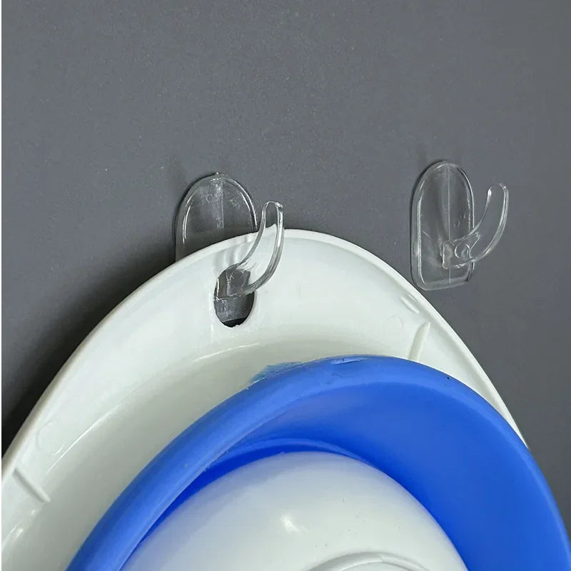 50/10PCS Mini Clear Wall Hooks Self Adhesive Transparent Sticky Hanger Wall Decor Hook Home Kitchen Bathroom Storage Organizers