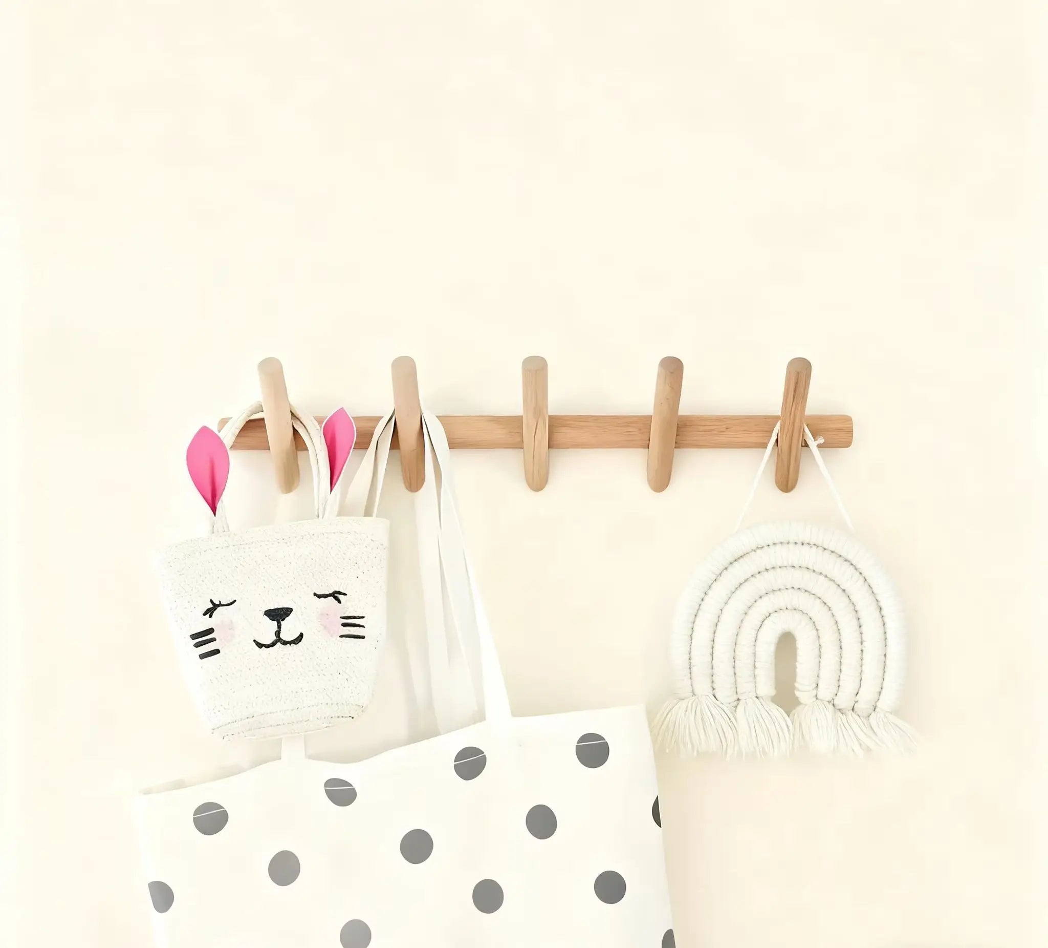 Nordic Solid Wood Coat Rack with 4/5 Hooks Wall Hanging Storage for Clothes Hat Keys Organizer Hanger Hallway Entrance Decor