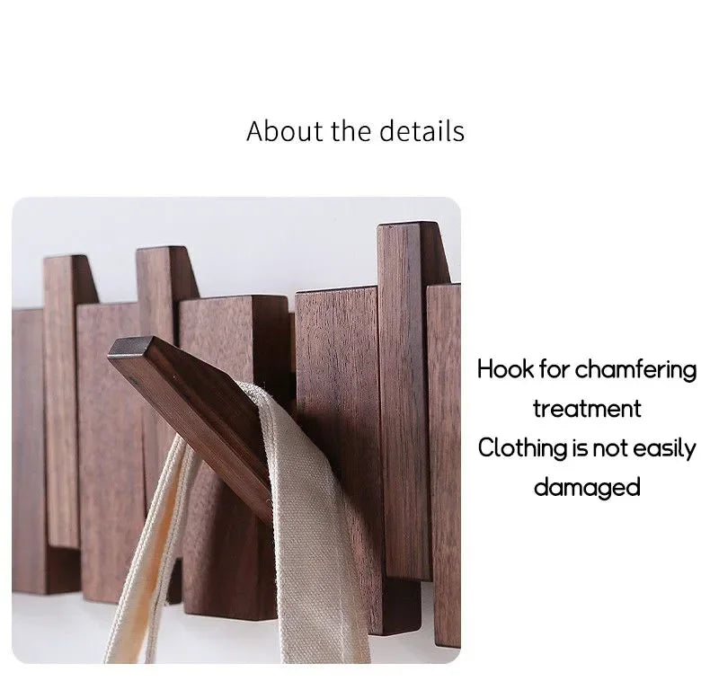 Wall Mounted Black Walnut Coat Rack Solid Wood Clothes Hook Dropshipping Entrance Door Hanger Coat Rack Home Decor Ds Furniture
