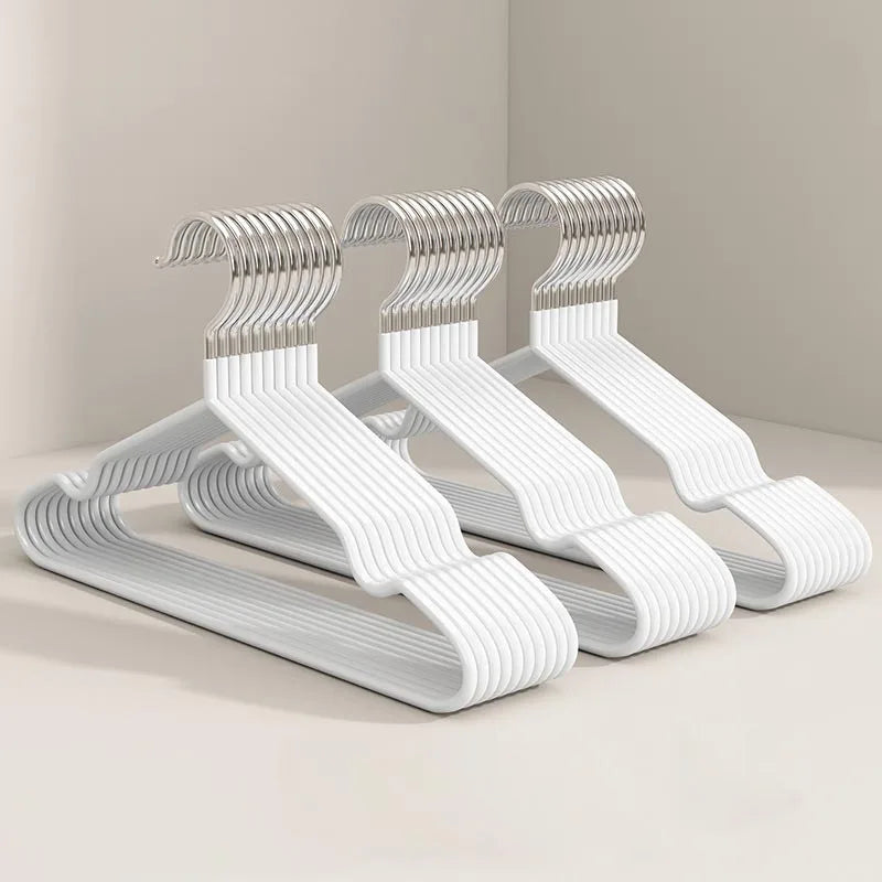 10pcs Non-Slip Coated Metal Suit Coat Hangers Heavy Duty Clothes Hangers Metal Shirt Jacket Hanger with Round Notches for Dress