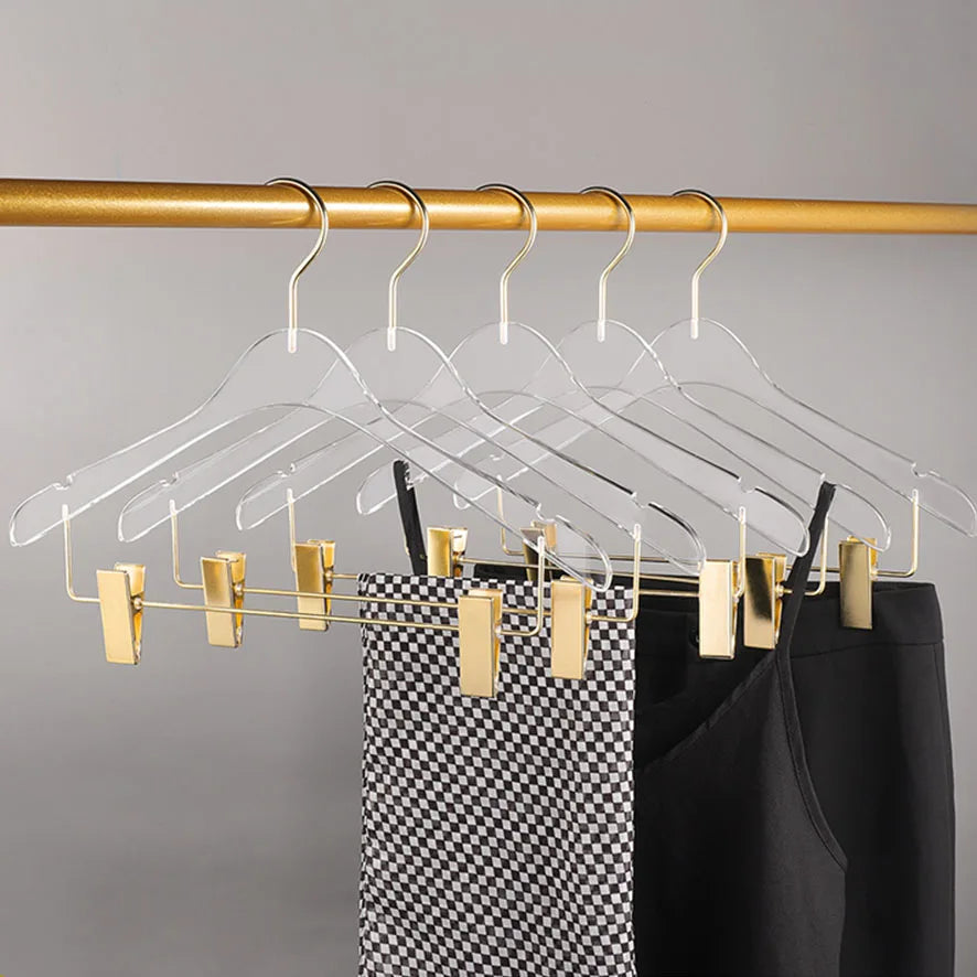 5/10PC,Acrylic Coat Hanger with Clips Anti-slip Clothes Hangers Closet Organizer,39CM Pants Skirt Drying Rack High Quality
