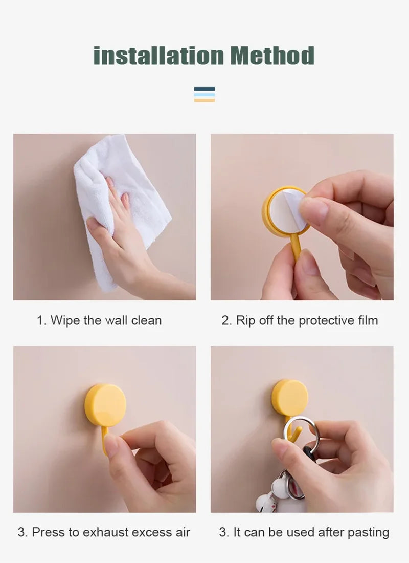 5/10PCS Self Adhesive Wall Hook Strong Without Drilling Clothes Toilet Bathroom Door Kitchen Towel Hanger Home Table Locker Hook