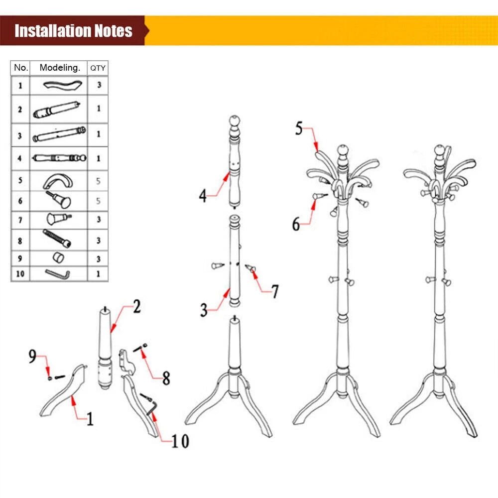 Wooden Vintage Coat Rack Freestanding Coat Rack Tree Coat Racks for Bedroom, Hallway, Entrance, Office