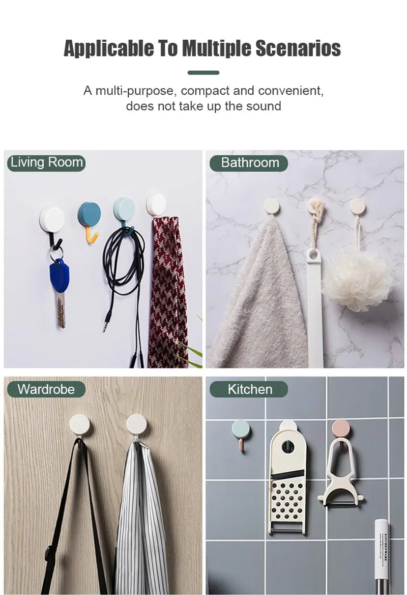 5/10PCS Self Adhesive Wall Hook Strong Without Drilling Clothes Toilet Bathroom Door Kitchen Towel Hanger Home Table Locker Hook