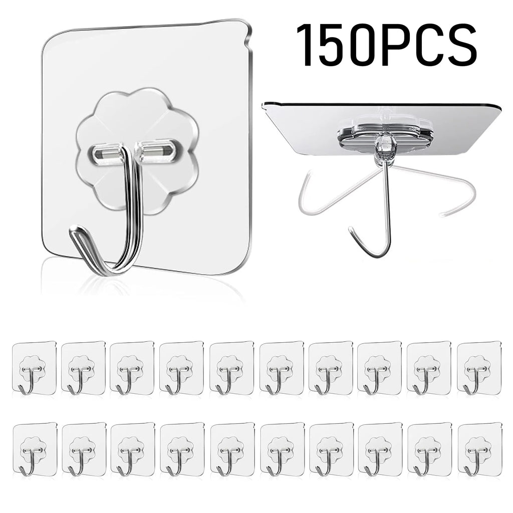 Waterproof and Oilproof Wall Hooks, Sticky Hooks for Kitchen Bathroom Shower Door Outdoor Wall Hanging Door Self-adhesive