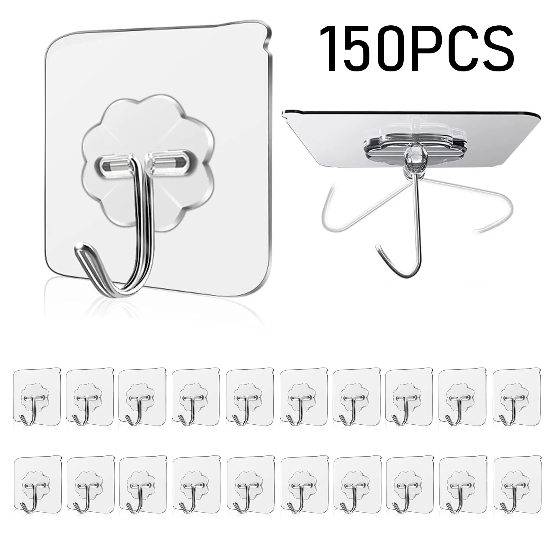 Waterproof and Oilproof Wall Hooks, Sticky Hooks for Kitchen Bathroom Shower Door Outdoor Wall Hanging Door Self-adhesive