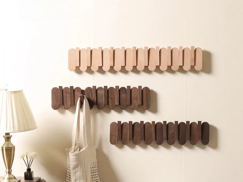 Luxury Wall Coat Rack Walnut Wood Clothes Dress Hanger Hooks Backpack Coat Pants Interior Furniture Bedroom Clothing Storage