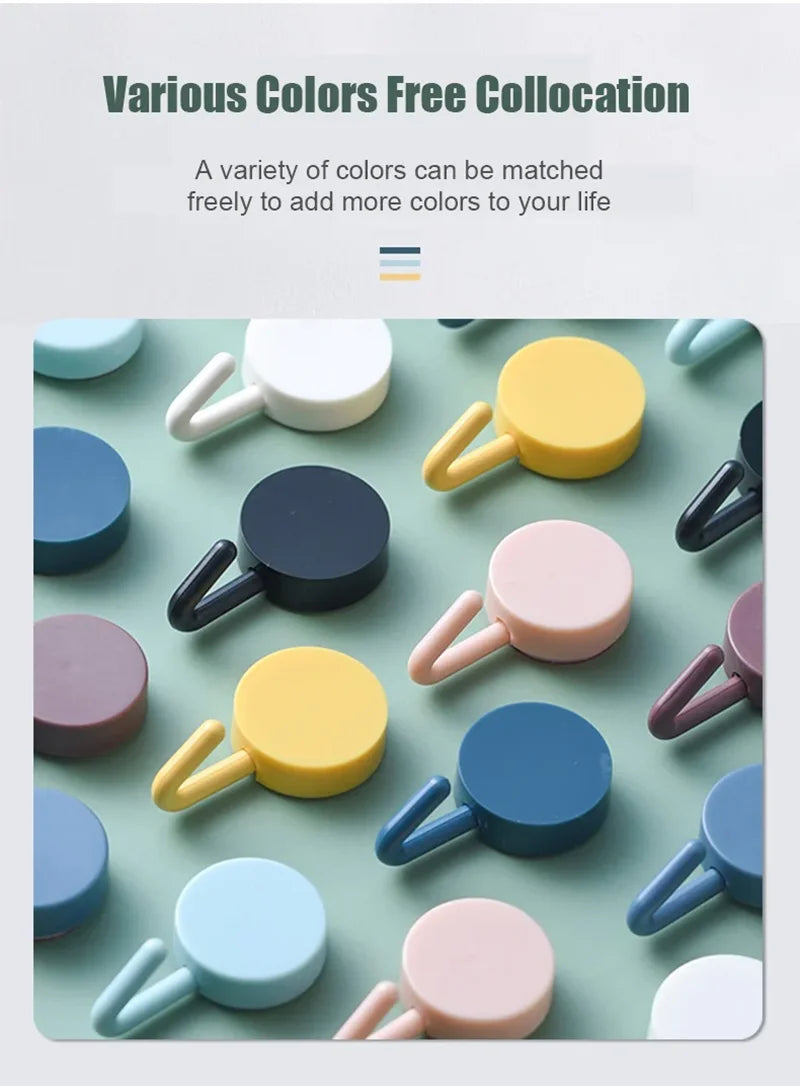 5/10PCS Self Adhesive Wall Hook Strong Without Drilling Clothes Toilet Bathroom Door Kitchen Towel Hanger Home Table Locker Hook