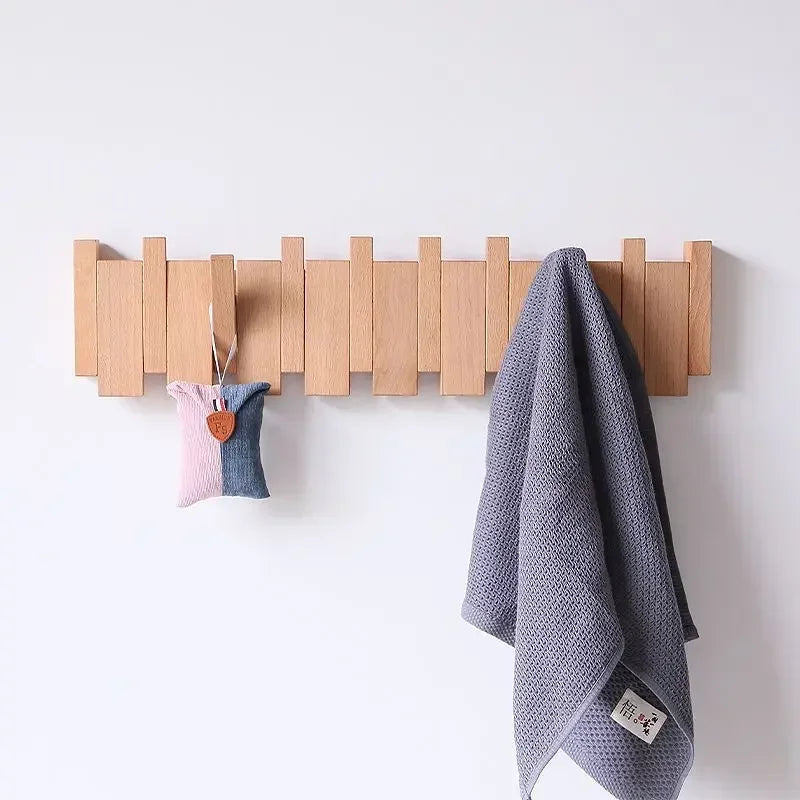 Wall Mounted Black Walnut Coat Rack Creative Hanging Hat Key Bags Holder Doorway Entrance Cloak Rack Home Decor Furniture
