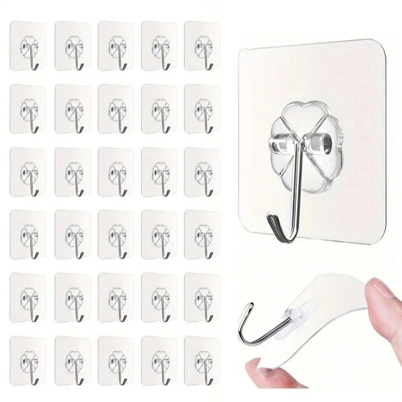 Transparent Hook Strong Self Adhesive Hooks Key Storage Hanger for Kitchen Bathroom Door Wall Multi-Function