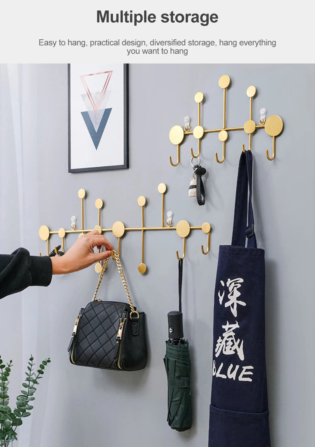 Luxury Fitting Room Coat Hooks Wall Mounted Clothes Rack Coat Rack Key Storage Holder Home Decoration Iron Wall Accessories
