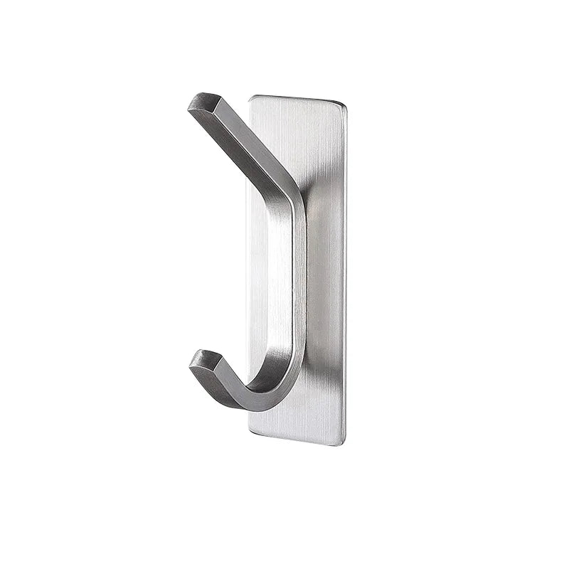 Self Adhesive Wall Hook Stainless Steel Towel Rack Bathroom Hardware Shelf Robe Hooks Hanger Shower Shelf Hanging Accessories