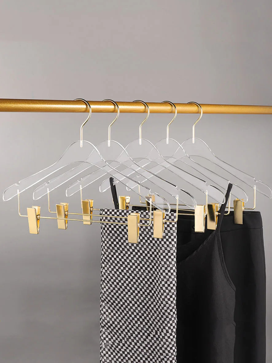 5/10PC,Acrylic Coat Hanger with Clips Anti-slip Clothes Hangers Closet Organizer,39CM Pants Skirt Drying Rack High Quality