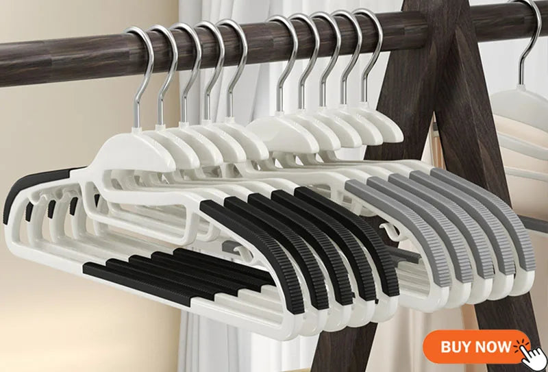 10pcs Non-Slip No Trace Hanger Coated Metal Clothes Hangers Thicken Suit Coat Shirt Jacket Hanging Hanger with Round Notches