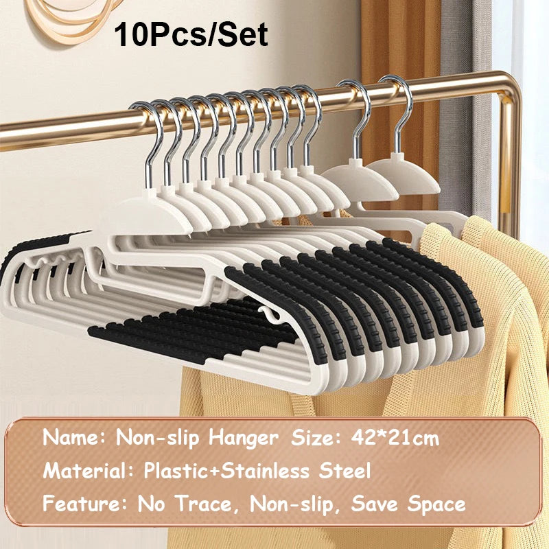 10pcs Non-Slip No Trace Hanger Coated Metal Clothes Hangers Thicken Suit Coat Shirt Jacket Hanging Hanger with Round Notches