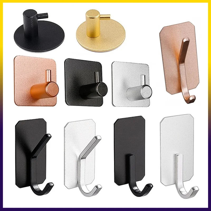 Self-adhesive Bathroom Hook Towels Rack Wall Stickers Steel Hooks For Wall Glue Adhesive Hanger Robe Shower Accessories