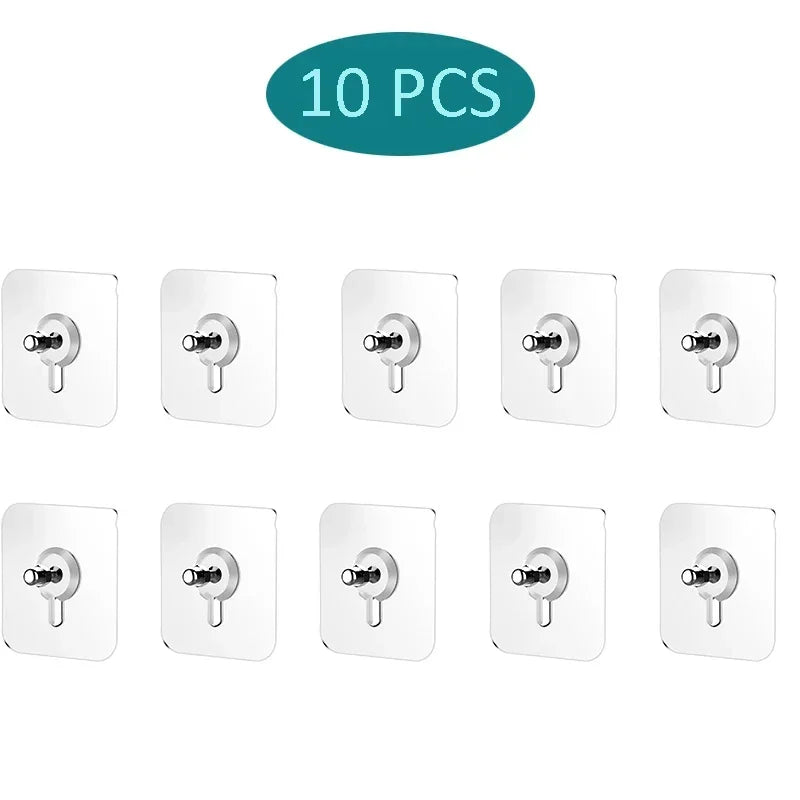 Adhesive Nails Wall Hooks Transparent Screw Stickers Wall Hook Closet Cabinet Shelf Pegs Wall Hook Hangers Kitchen Bathroom