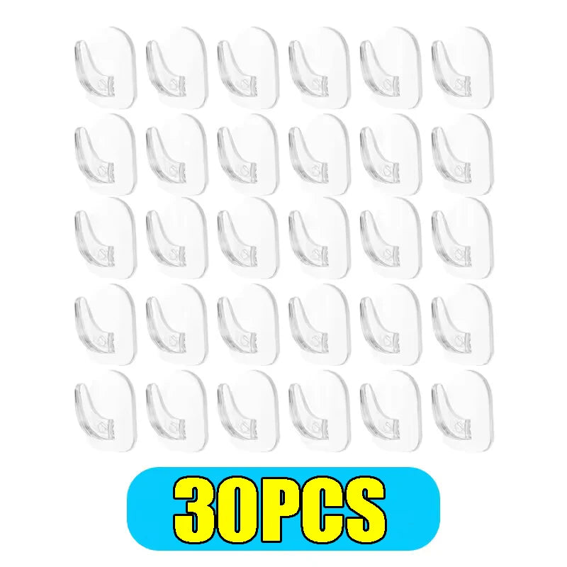 50/10PCS Mini Clear Wall Hooks Self Adhesive Transparent Sticky Hanger Wall Decor Hook Home Kitchen Bathroom Storage Organizers