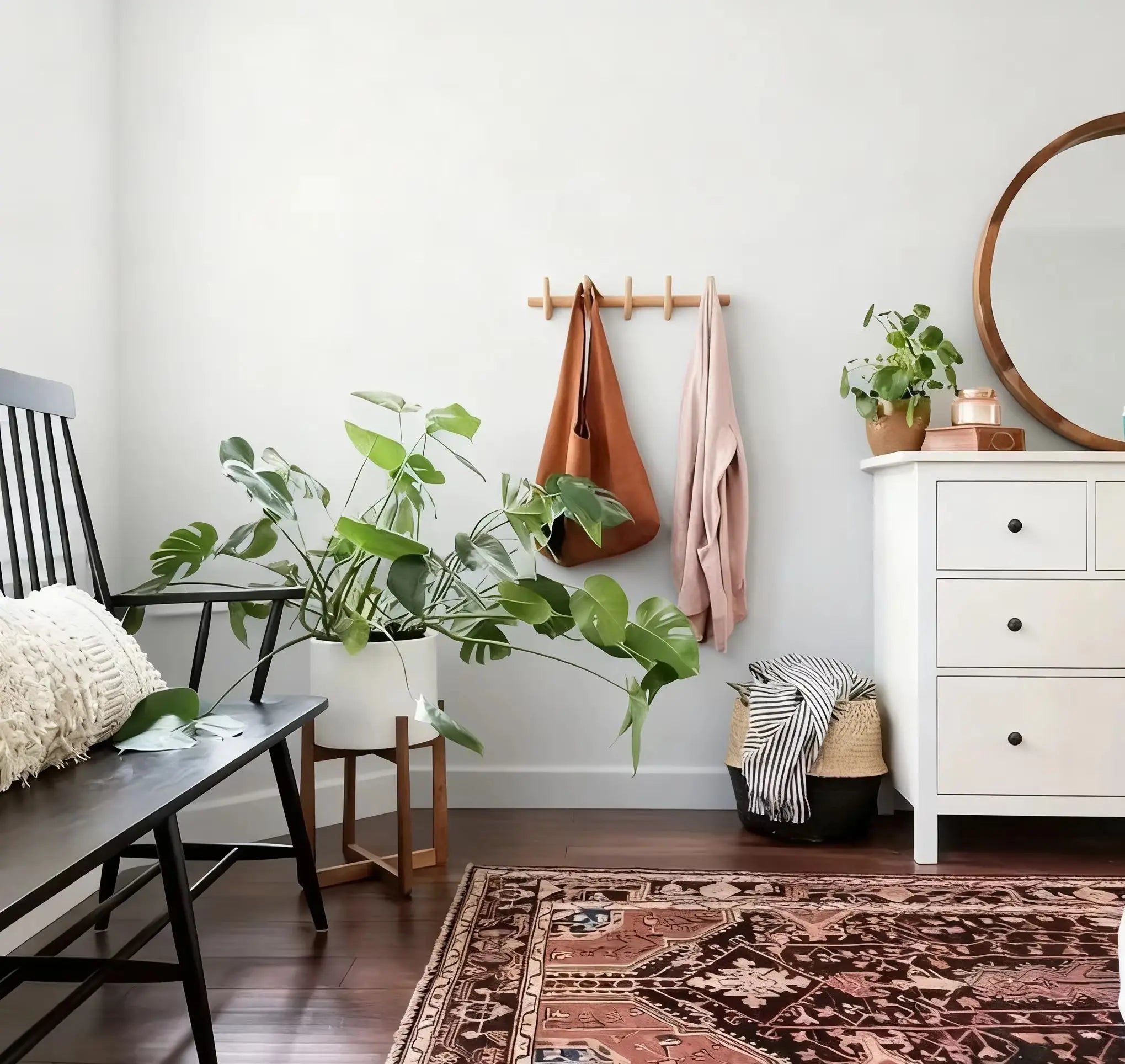 Nordic Solid Wood Coat Rack with 4/5 Hooks Wall Hanging Storage for Clothes Hat Keys Organizer Hanger Hallway Entrance Decor