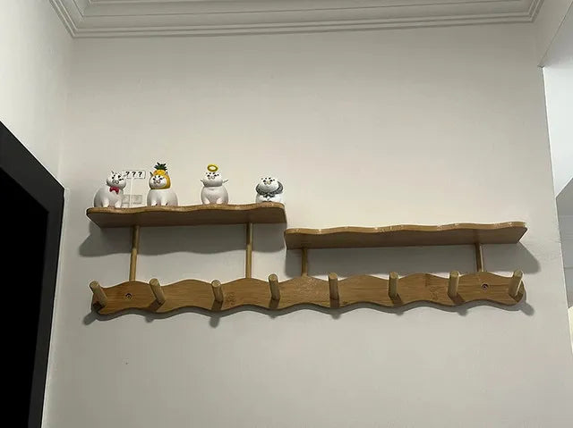 Entryway Wall Mounted Coat Rack Multi-Functional Hooks Organizer with Shelf for Hanging Clothes, Scarves Bags Keys