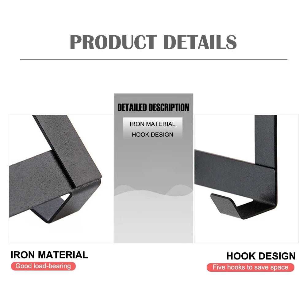 Coat Hook Rack Over the Door 5 Hooks Home Organizer Metal Hanging Rack Cloth Coat Hat Hanger Bathroom Kitchen Accessories