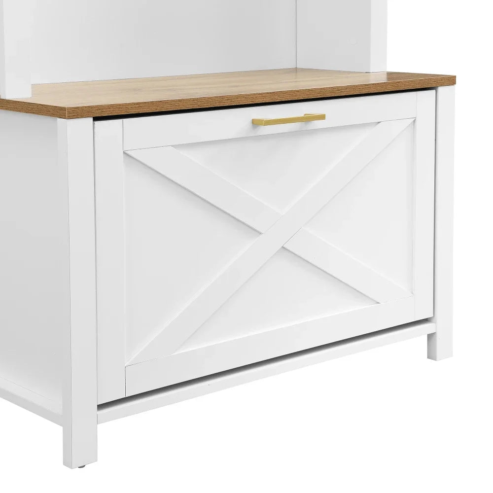 Multifunctional Modern Coat Racks Wardrobe with Shoe Rack Shelf Hooks for Entrance Hall Stable Iron Feet Convenient Storage