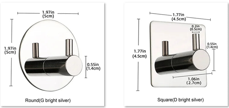 Self Adhesive Wall Hook Stainless Steel Towel Rack Bathroom Hardware Shelf Robe Hooks Hanger Shower Shelf Hanging Accessories