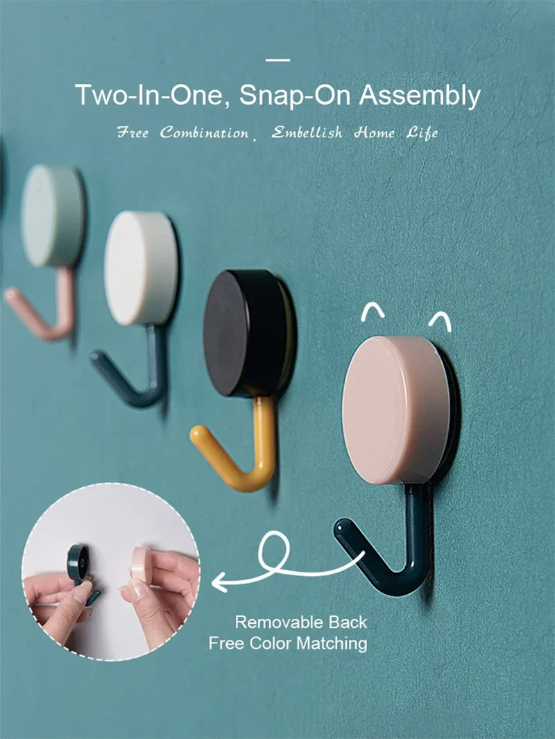 5/10PCS Self Adhesive Wall Hook Strong Without Drilling Clothes Toilet Bathroom Door Kitchen Towel Hanger Home Table Locker Hook