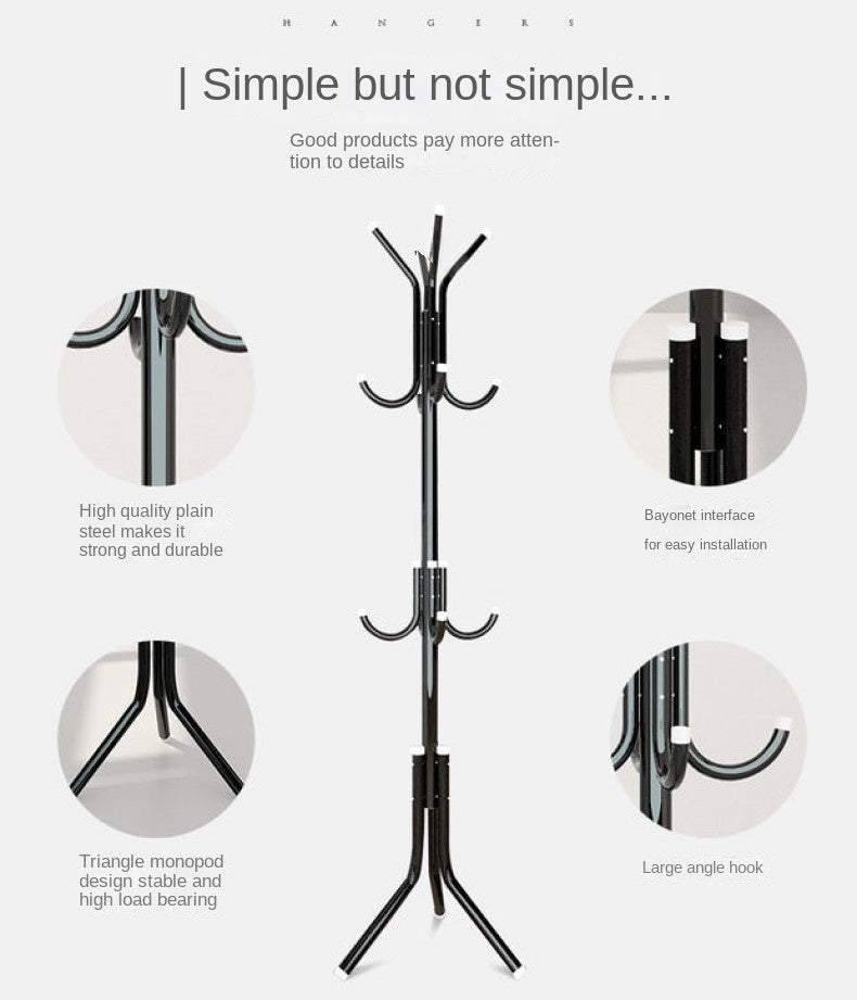 9 Hook Clothes Tree Coat Rack Metal Coat Handbag Scarf Hanger Saving Space Portable Hat Clothes Stand Bedroom Decor