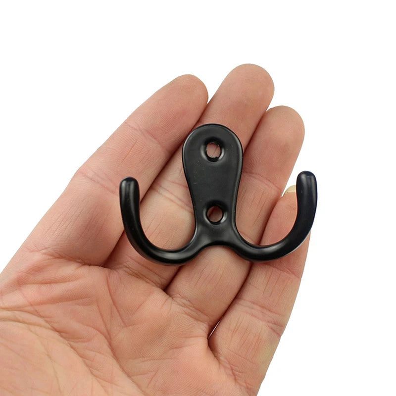 6pcs Coat Hooks Wall-Mounted Towel Hanger For Coat Hats Clothing Home Storage Hooks Wall Double Hook Towel Hanger