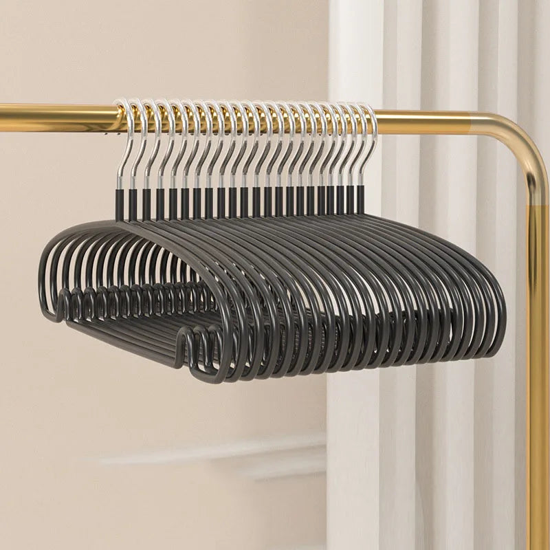 10pcs Non-Slip Coated Metal Suit Coat Hangers Heavy Duty Clothes Hangers Metal Shirt Jacket Hanger with Round Notches for Dress