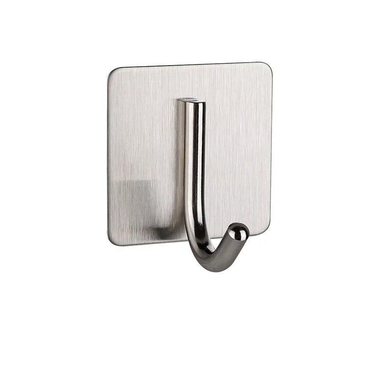 Self Adhesive Wall Hook Stainless Steel Towel Rack Bathroom Hardware Shelf Robe Hooks Hanger Shower Shelf Hanging Accessories