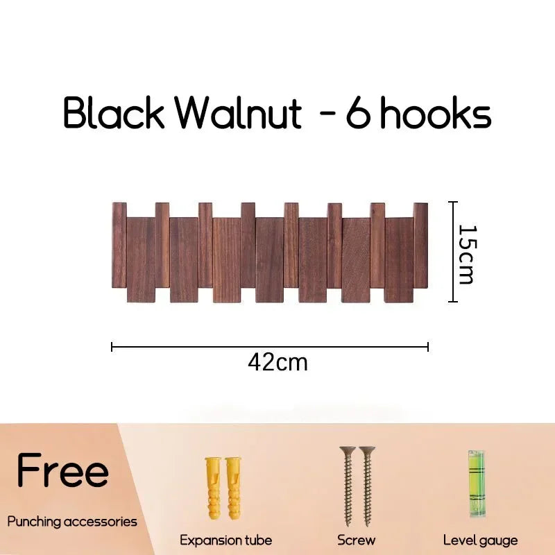 Wall Mounted Black Walnut Coat Rack Solid Wood Clothes Hook Dropshipping Entrance Door Hanger Coat Rack Home Decor Ds Furniture