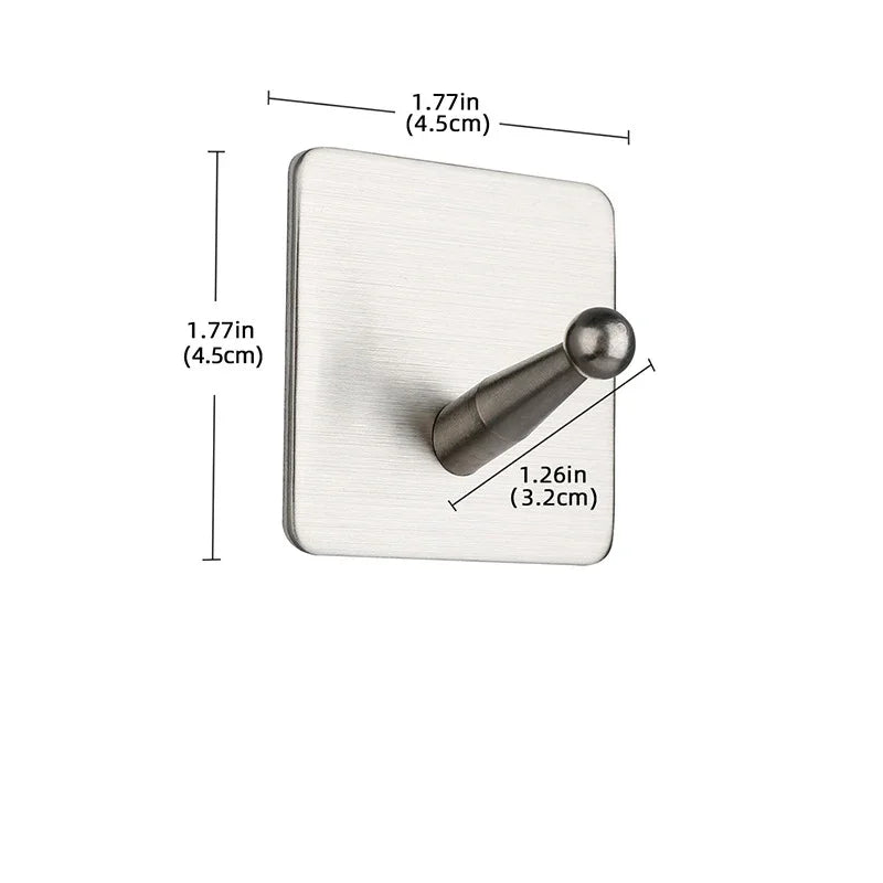 Self Adhesive Wall Hook Stainless Steel Towel Rack Bathroom Hardware Shelf Robe Hooks Hanger Shower Shelf Hanging Accessories